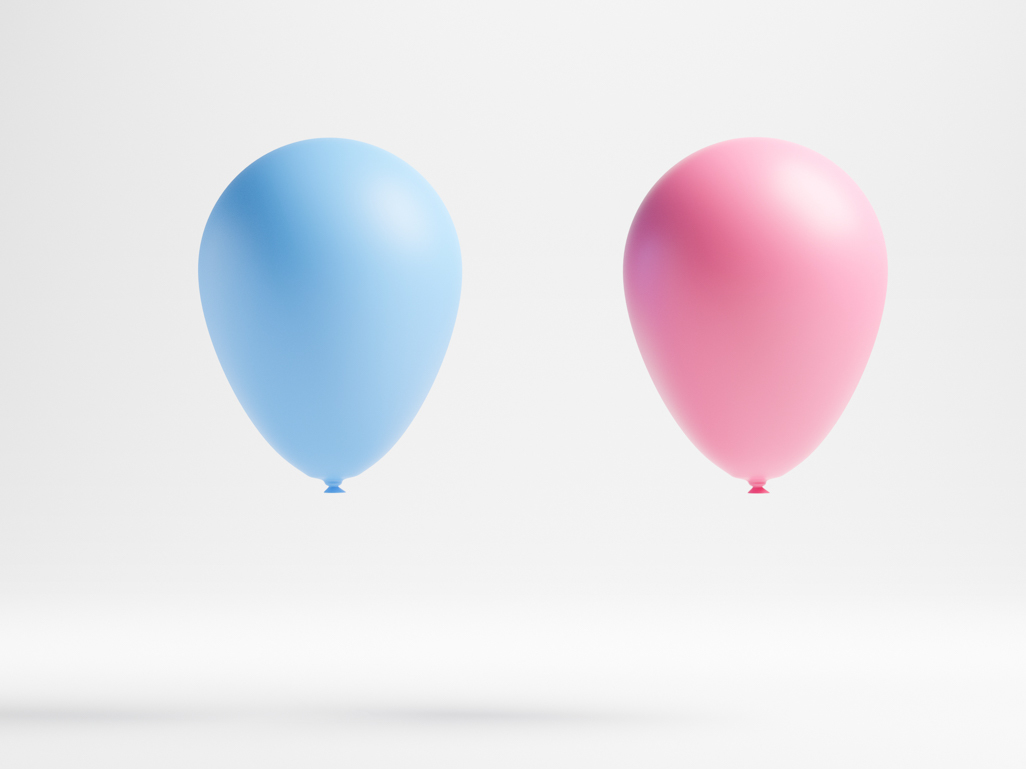 a blue and a pink balloon