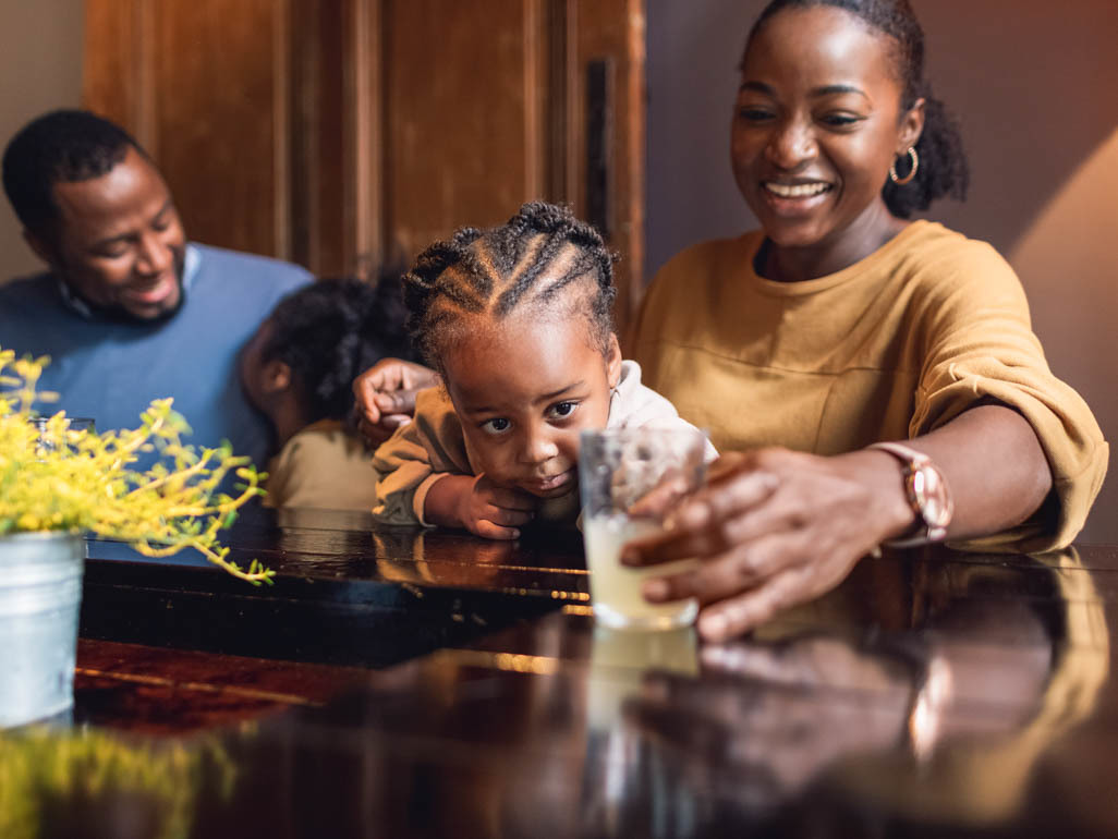 Parents dining out with children